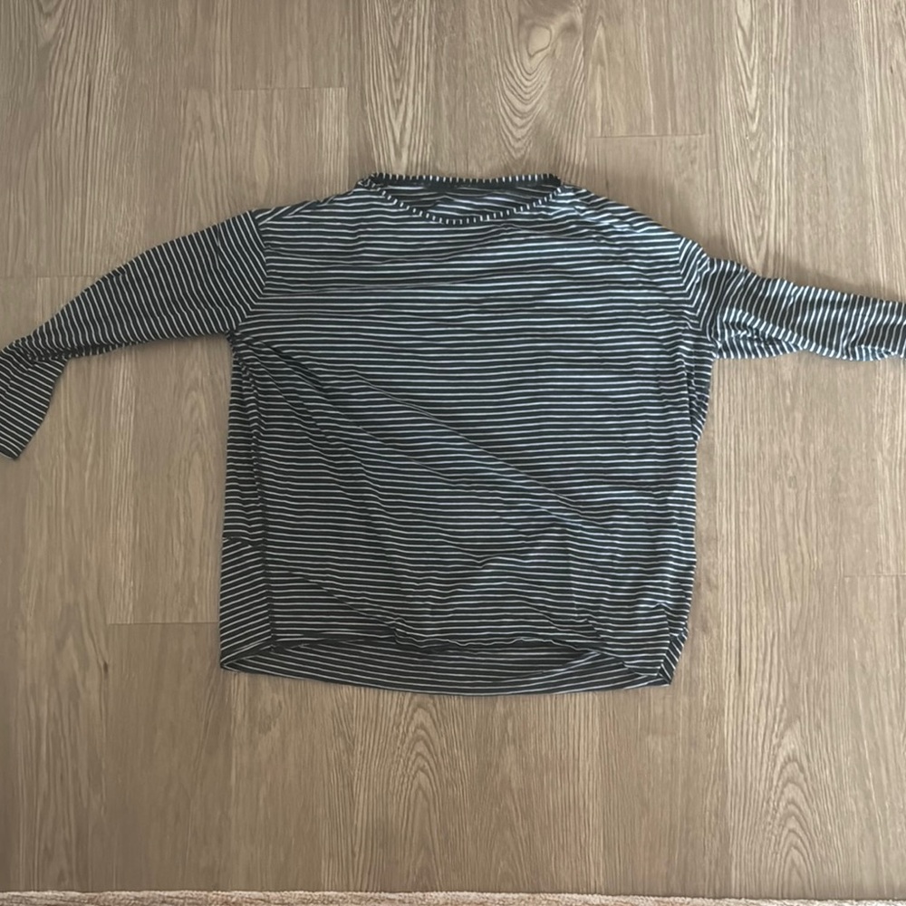 lululemon Black and White Striped Long Sleeve Tee